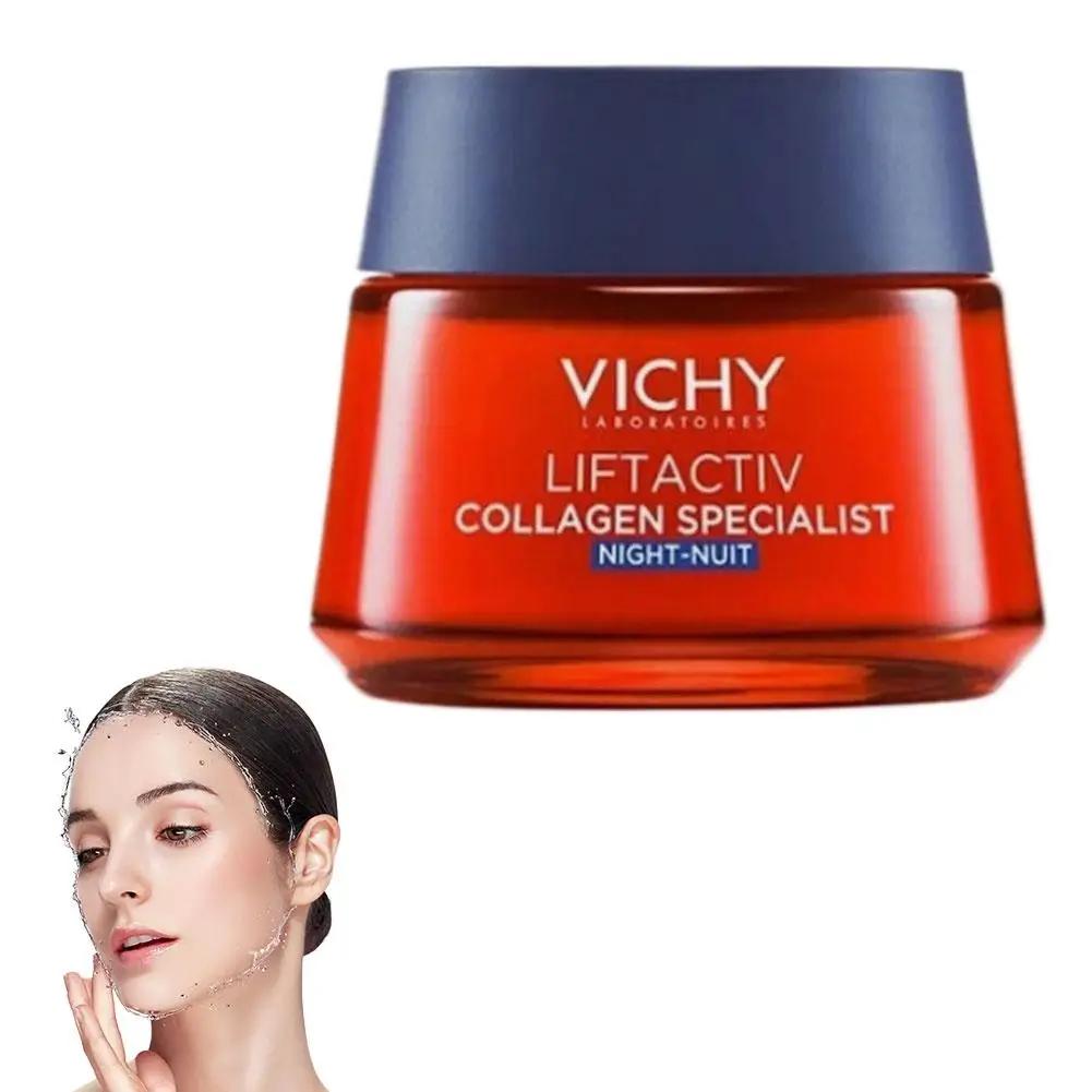 كريم ليلي من الكولاجين من VICHY يتلاشى الخطوط الدقيقة يضيء لون البشرة العطاء قفل في الماء وتجديد المياه والعناية بالبشرة