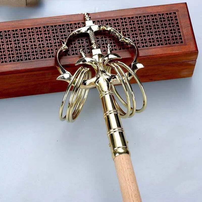 14-дюймовый медный Khakkhara Monk Staves Cane Vajra Dorje Буддийское судно Дхармы