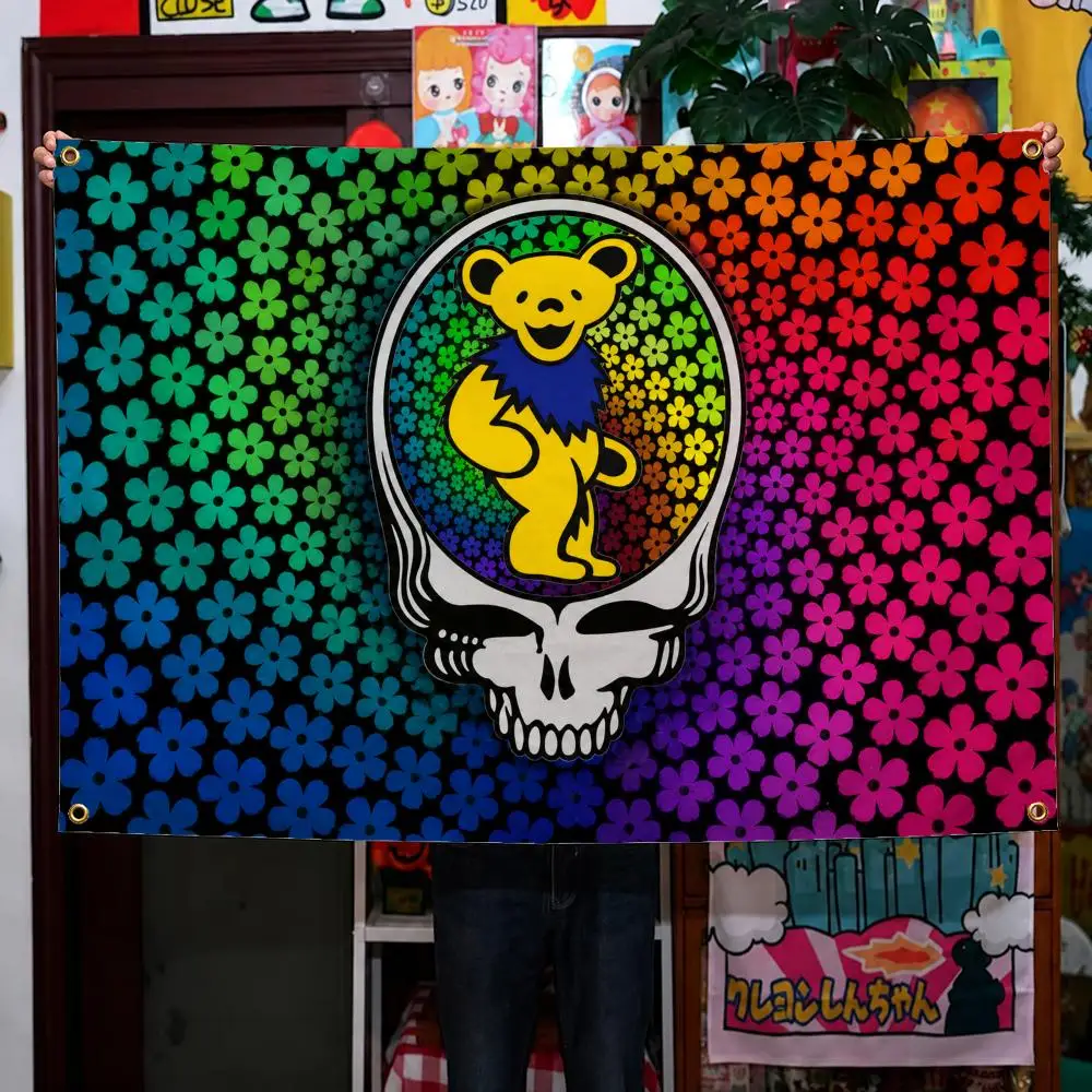 Band Grateful Dead Deadheads Jam Band Flags Wall Hanging Background Flag Wall Decor Banners for Outdoor Bedroom Dorm Room Decor