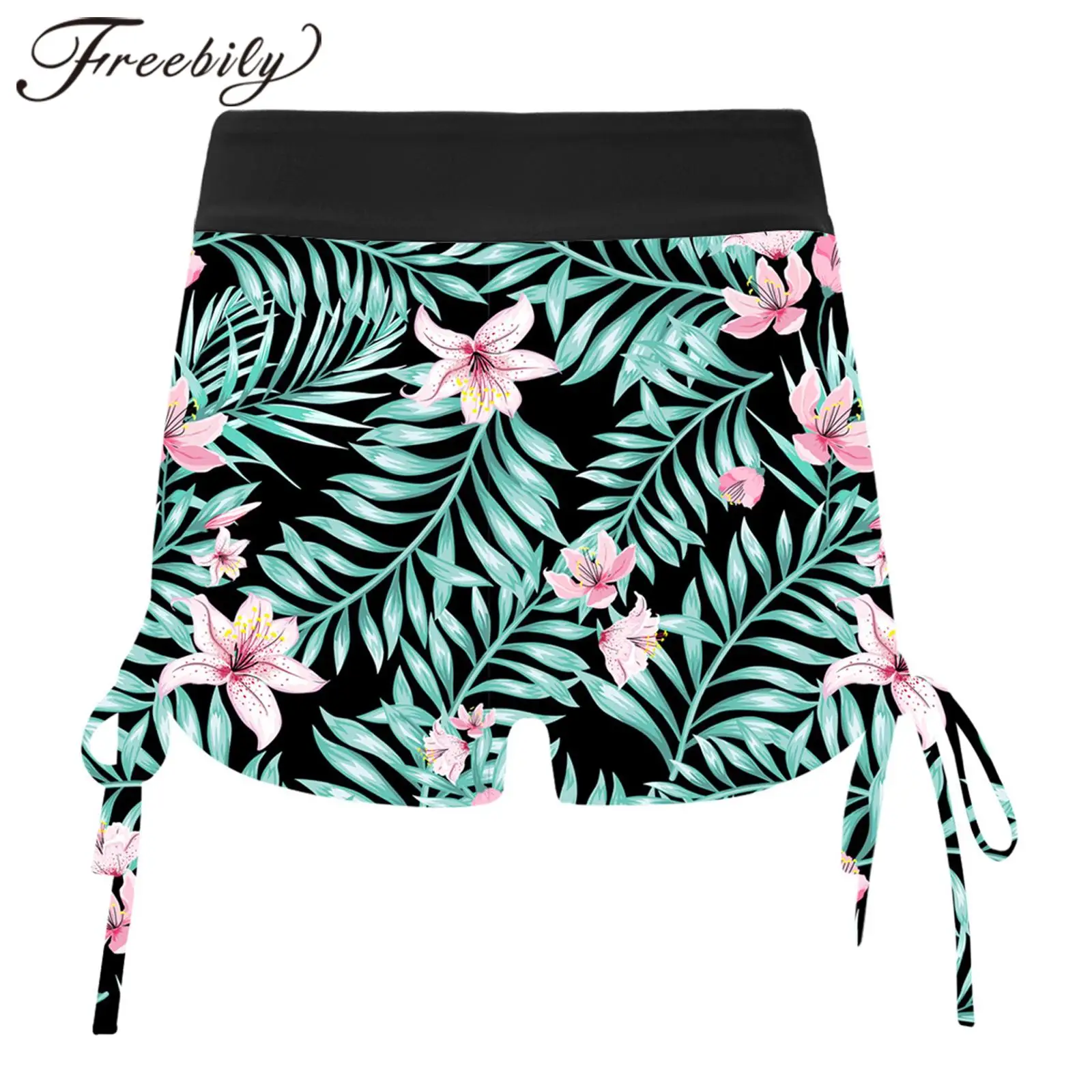 

Kids Girls Swimming Trunks Print Swim Shorts Side Drawstring Boyshorts Shorts Summer Tankini Bottoms for Pool Beach Swimwear