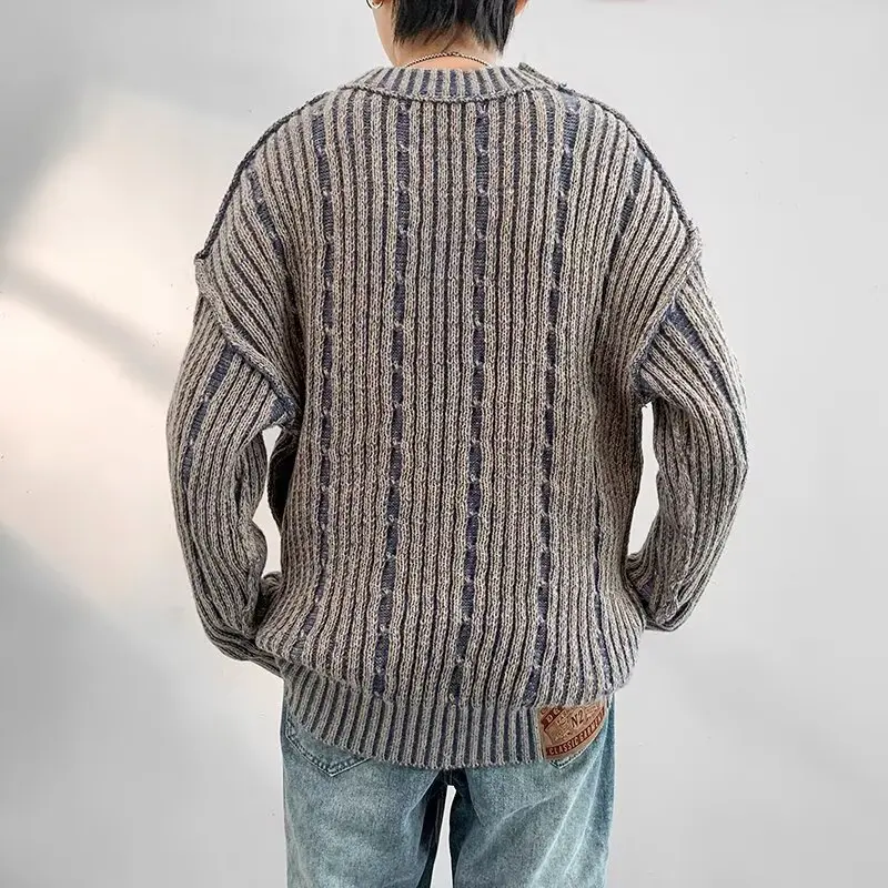 

Retro American Sle Men's Slim Fit round Ne Sweater Winter Warm Base Layer irt Trendy Men's Clothing Upper Body