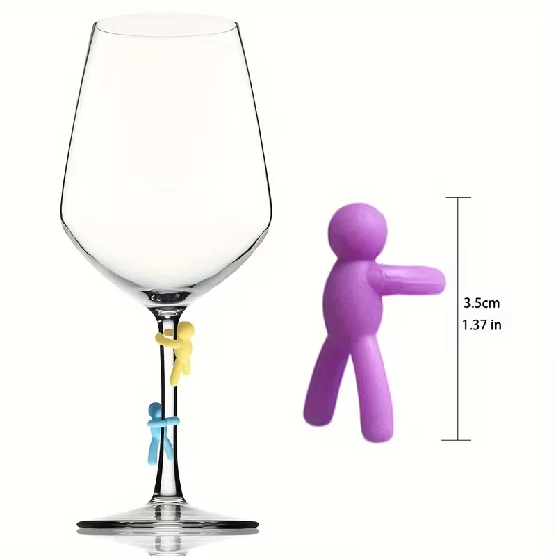 6pcs Wine Glass Markers, Cup Markers, Creative Markers, Reusable Glass Markers - Tags for Party and Bar Decor, Silicone Material