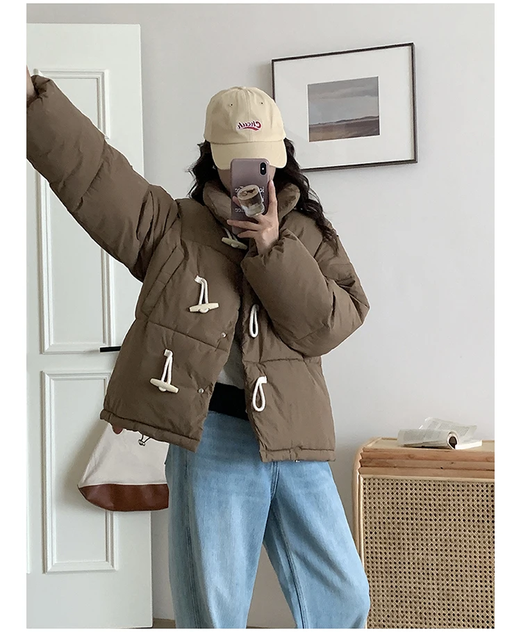 

Parkas Womens Knee Winter Bio-Cotton Quilted Buttoned Ruffled Urban High-Grade Fashionable Premium Distinctive Refined Timeless