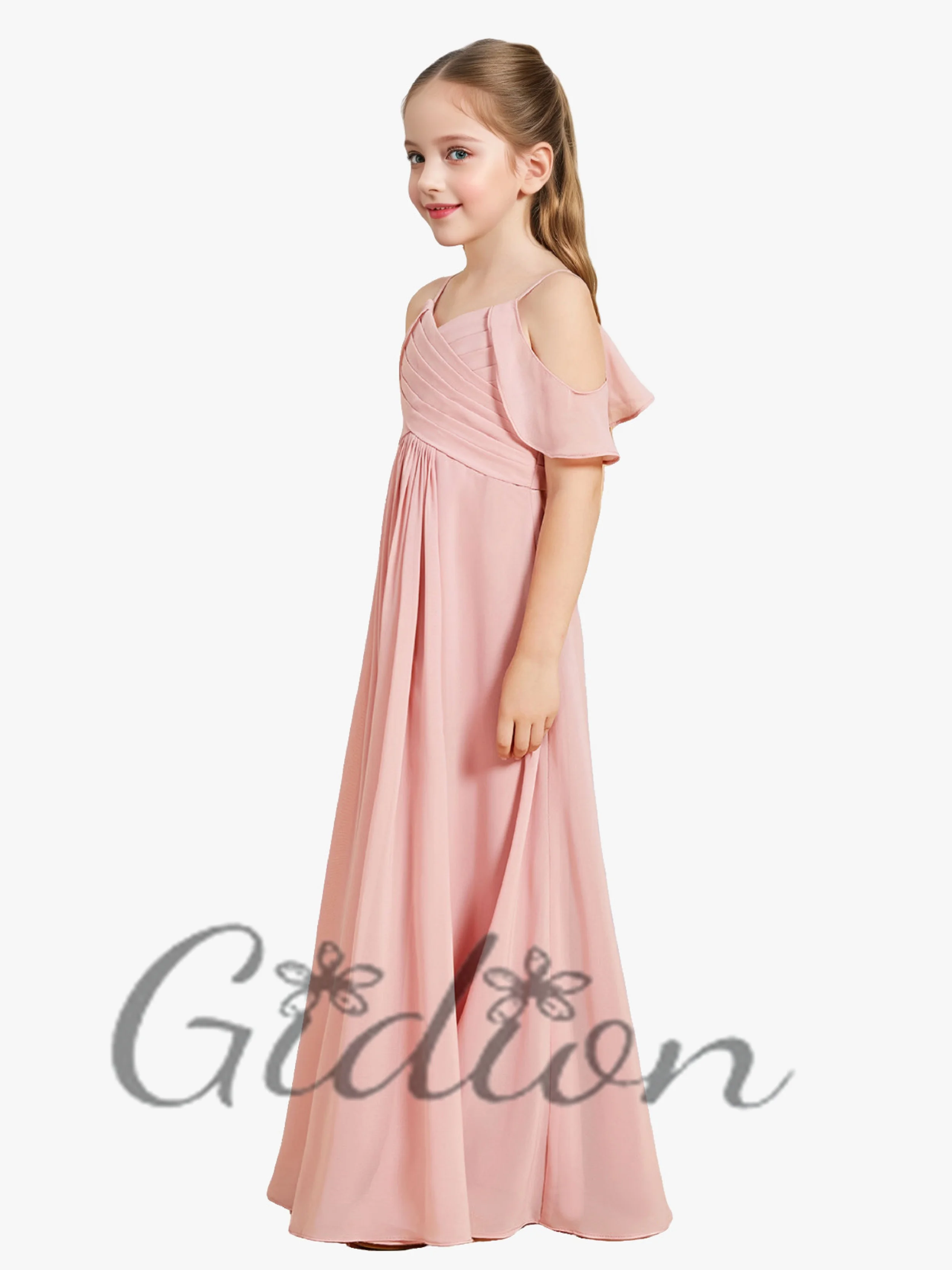 Floor-Length Chiffon Junior Bridesmaid Dress For Kids Birthday Evening Party Wedding Ceremony Banquet Prom Event Ball Pageant