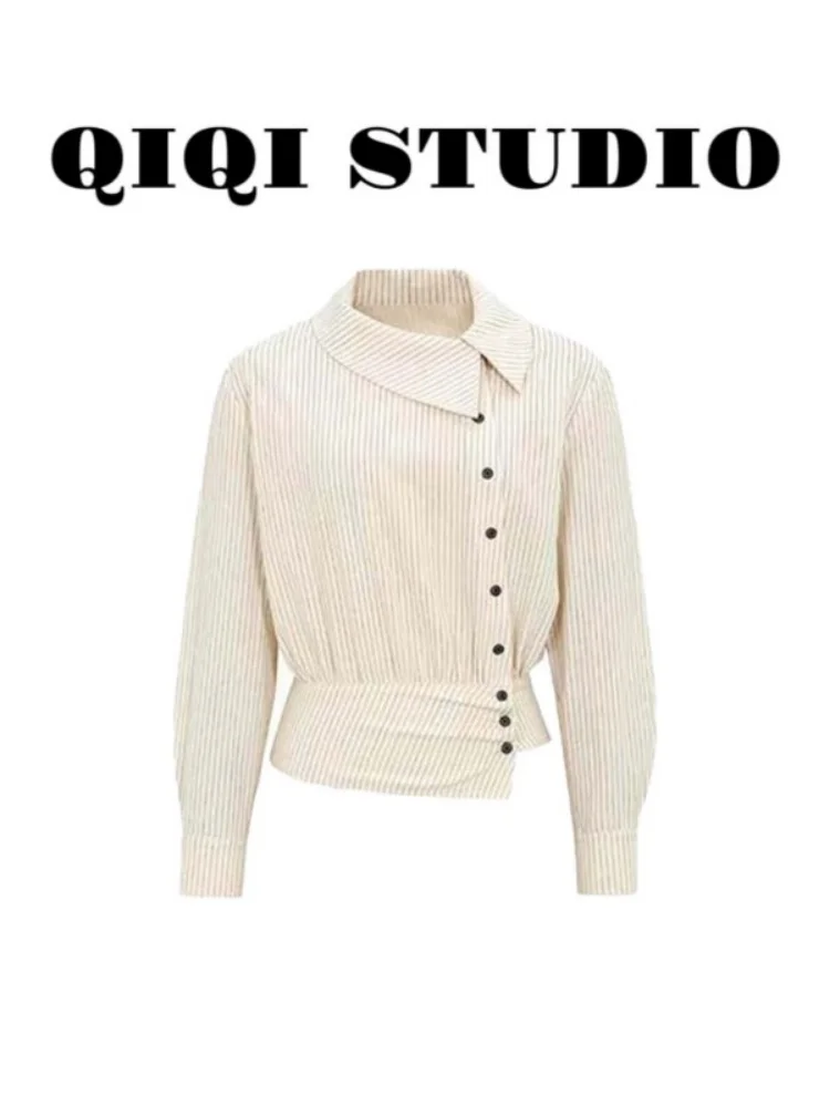 

Модный полосатый уникальный дизайн irt, корейский свободный крой, длинный женский модный топ, универсальная повседневная одежда