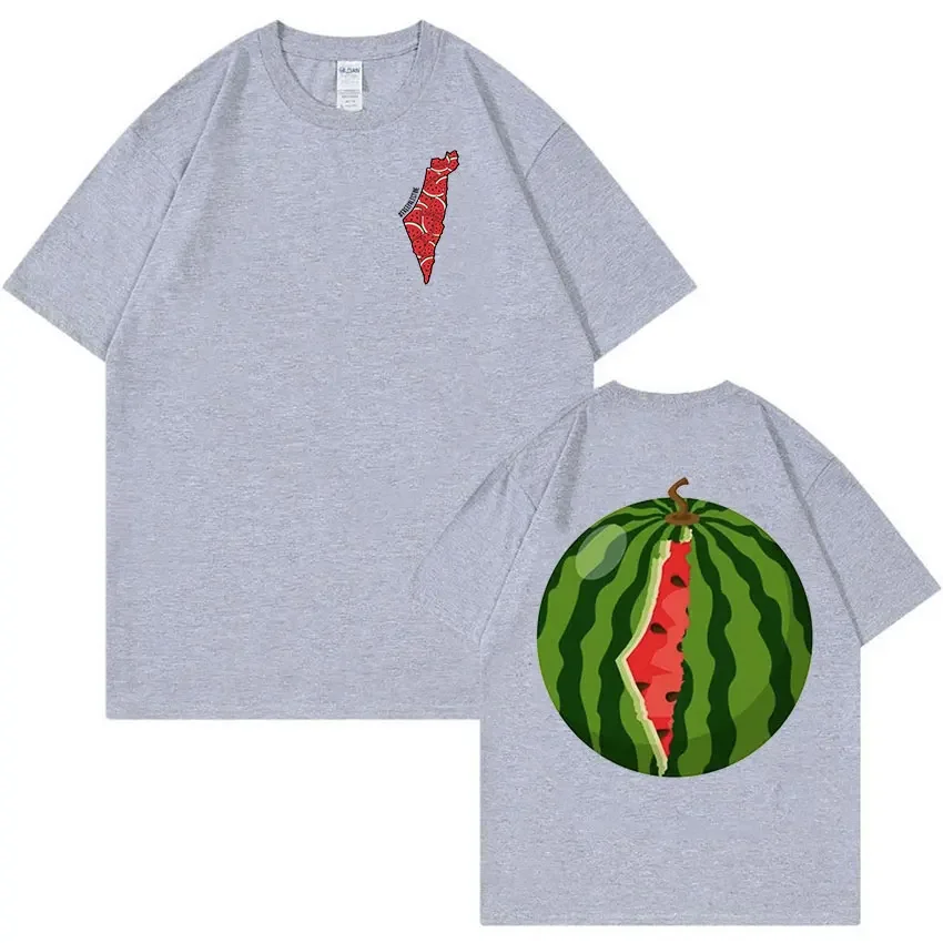 الرجال والنساء مزدوج الوجهين الرسم تي شيرت ، مضحك البطيخ ، عارضة قصيرة الأكمام قمم ، المتضخم تي شيرت ، القطن ، الموضة