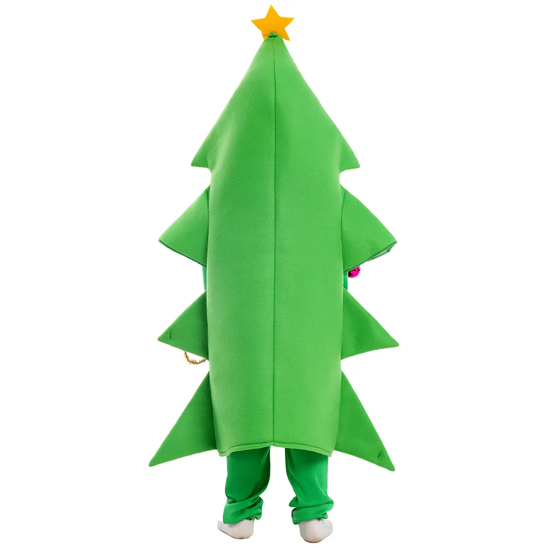 Cute Christmas Tree Shaped Cosplay Costume For Kids Boys Girls School Holiday Party Green Overalls Jumpsuit Dress up