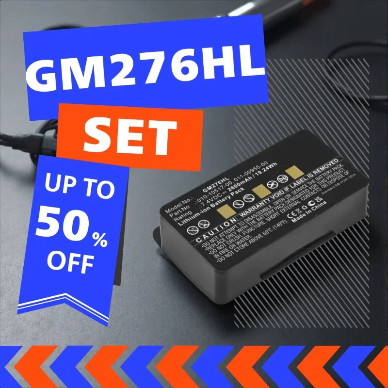 

GM276HL 2600mAh 19.24Wh Battery for Garmin GPSMAP 276, 276c, 296 GPS Navigator 010-10517-00 High Quality Rechargeable Batteries