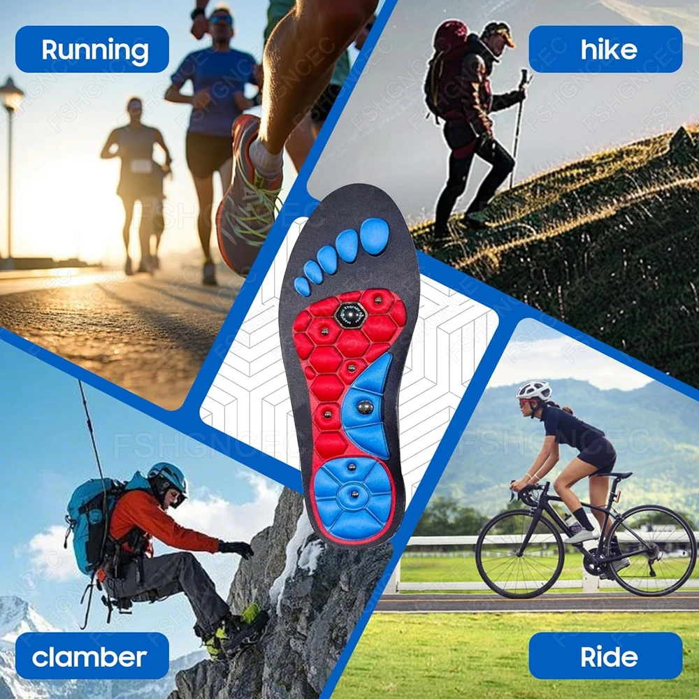 Magnetic Acupressure Insoles for Shoes Flat Foot Arch Support Plantar Fasciitis Orthopedic Insoles for Man Woman Weight Loss