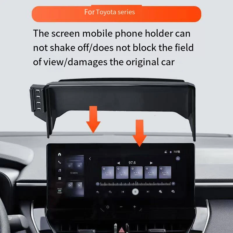 Car Phone Holder For Toyota Land Cruiser LC300 2022 2024 Multimedia Screen Fixed Bracket Base Car Fast Wireless Charging Stand