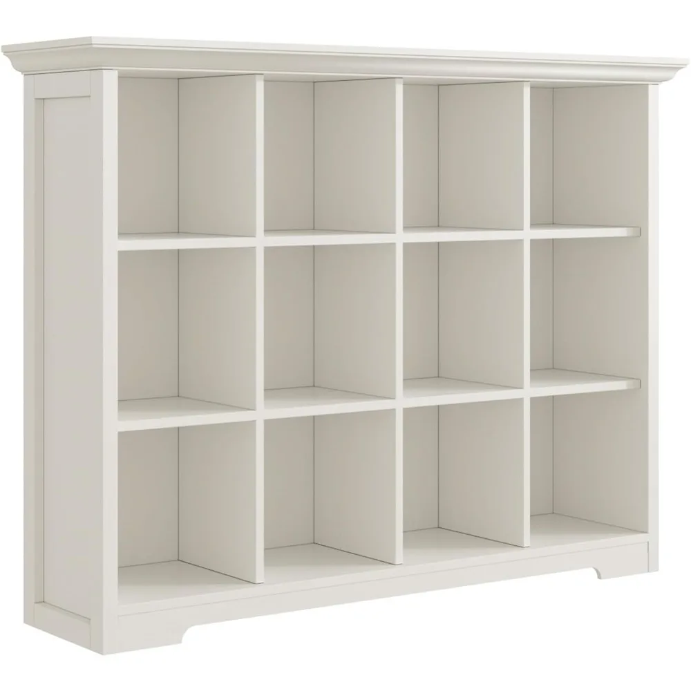 

Wooden Cube Bookcase with Base - Modern 3 Tiers Floor Standing Open Shelf Cabinet for Home and Office, 12-Cube Lattice Bookshelf
