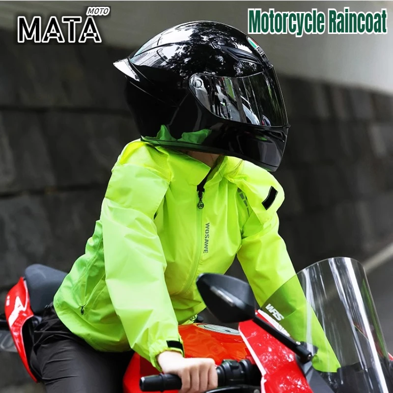 

Motorcycle Raincoat Cycling Rain Jacket Women Breathable Reflective Hooded Raincoat Waterproof Outdoor Sport Windbreaker