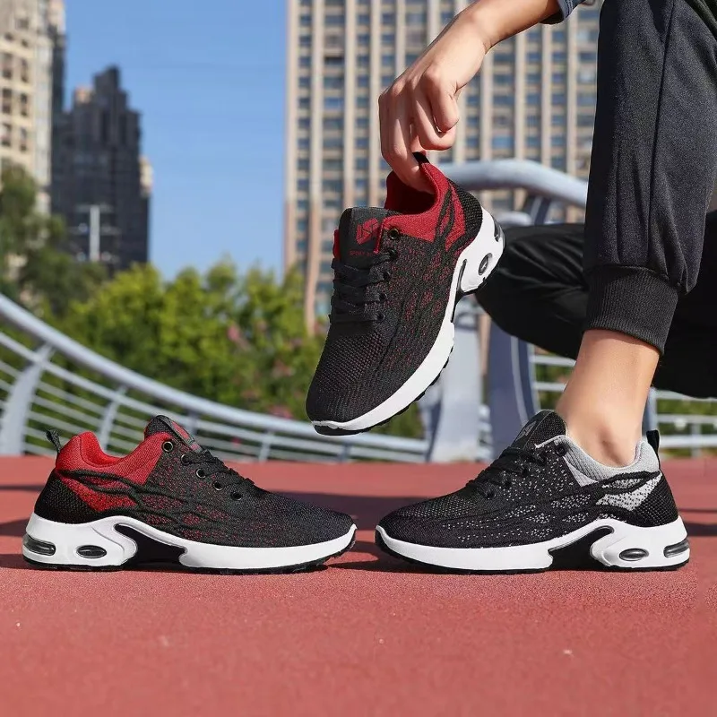 Two tone mesh men's sports running shoes with transparent straps,flexible and lightweight,suitable for daily outdoor casual wear