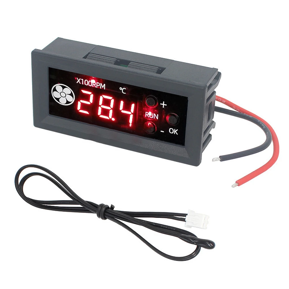 Fan Speed Controller With Temperature Probe 4-wire For PWM Fan Temperature Control Speed Regulator12V3Aspeed Digital Display