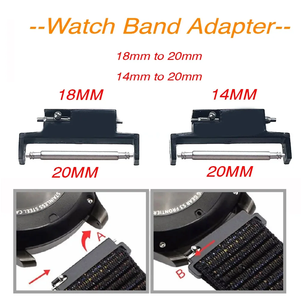 Strap Connectors Watch Band Link Quick Release Plastic Adapter 2pcs  18mm To 20mm 14mm To 20mm Smartwatch Accessories