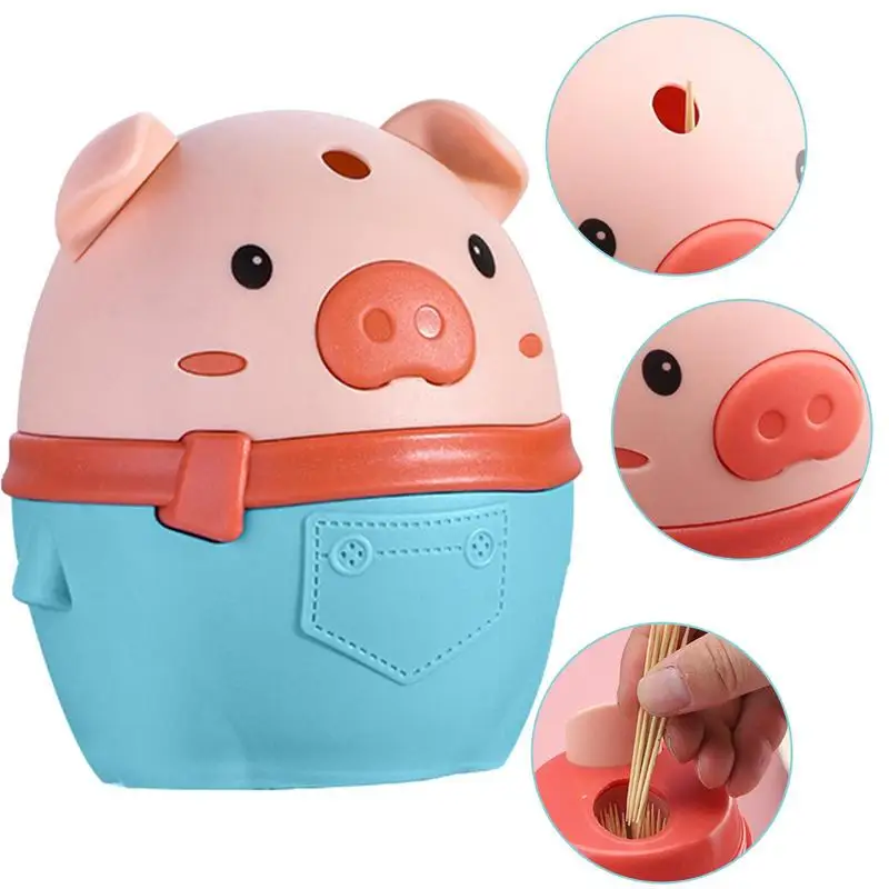 Cartoon Animal Automatic Toothpick Box Dispenser Home On Box Room Press Living Up Room Holder Cute Pig Toothpick Container