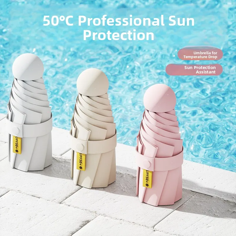 

Женский высококачественный зонт-капсула с черным покрытием, защита от солнца и УФ-излучения, двойного назначения (для дождя и солнца), солнцезащитный зонт