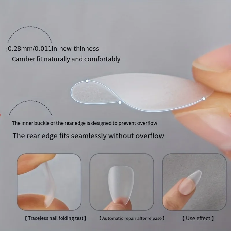 Confezione da 330 punte per unghie corte a mandorla: adesivi per unghie in gel opaco aggiornati senza lime, copertura completa preformata di unghie corte a mandorla