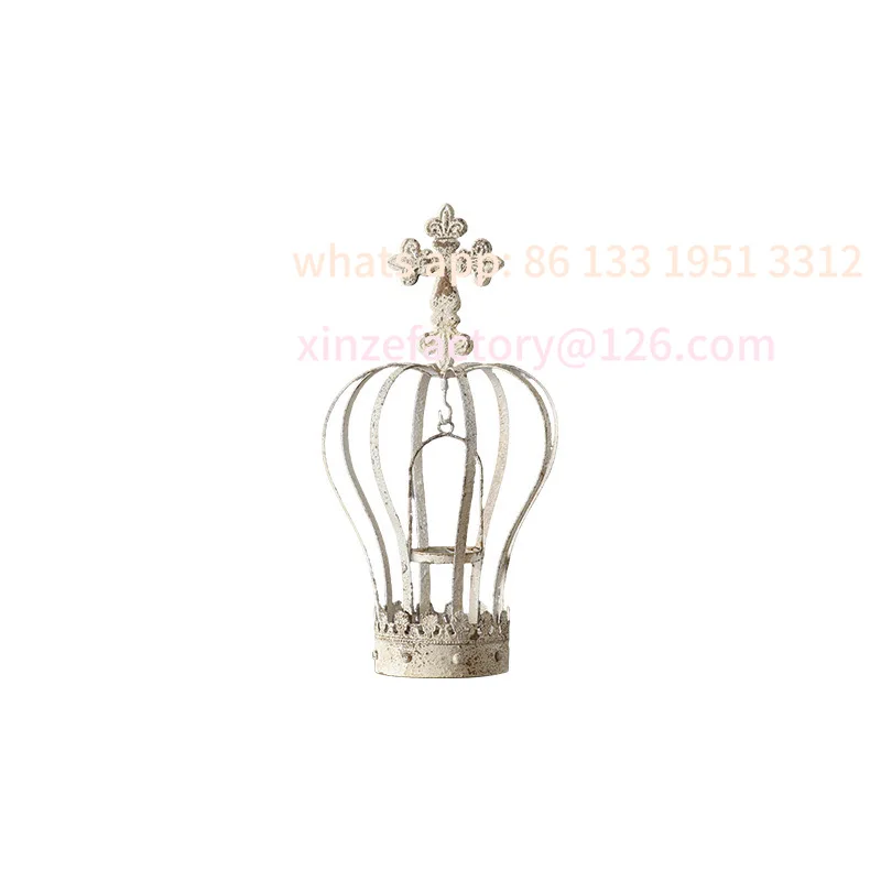 

Customizable French retro old birdcage candlestick ornament wedding garden tabletop decoration candlestick