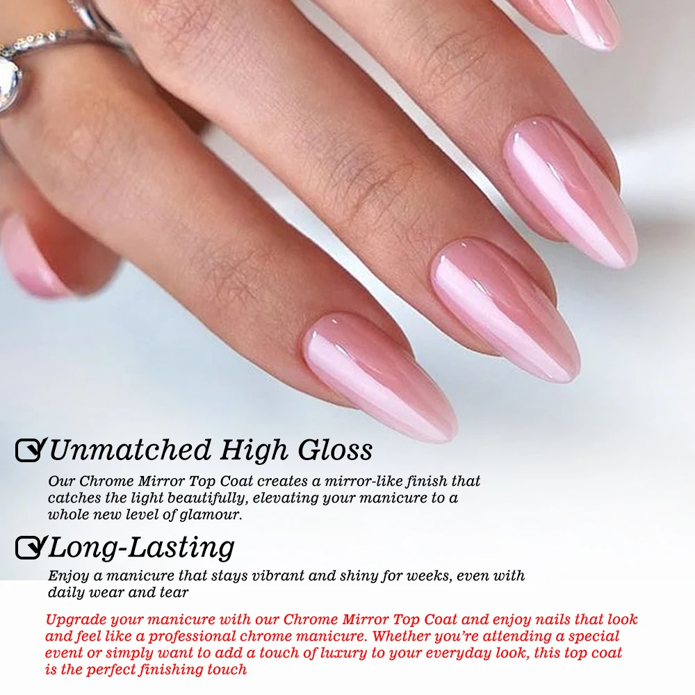 KODIES GEL Chrome Mirror Top Coat for Nail Powder Gel Polish Upgrade Bright Shine Gel Finish