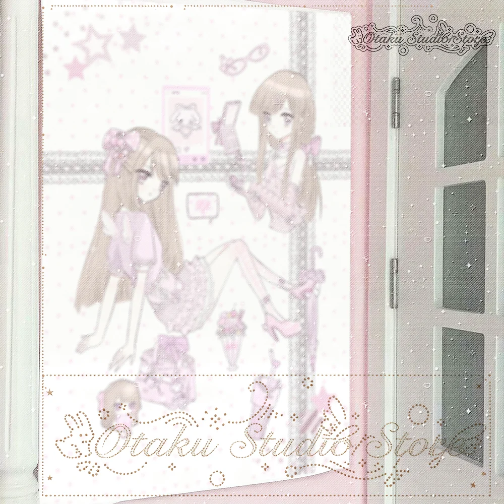 しとしと Soft Pink Polka Dot Lace Border Twin Lolita Girl Anime Vertical Tapestry Sweet Girly Door Wall Hanging Cute Sunda Milk Tea
