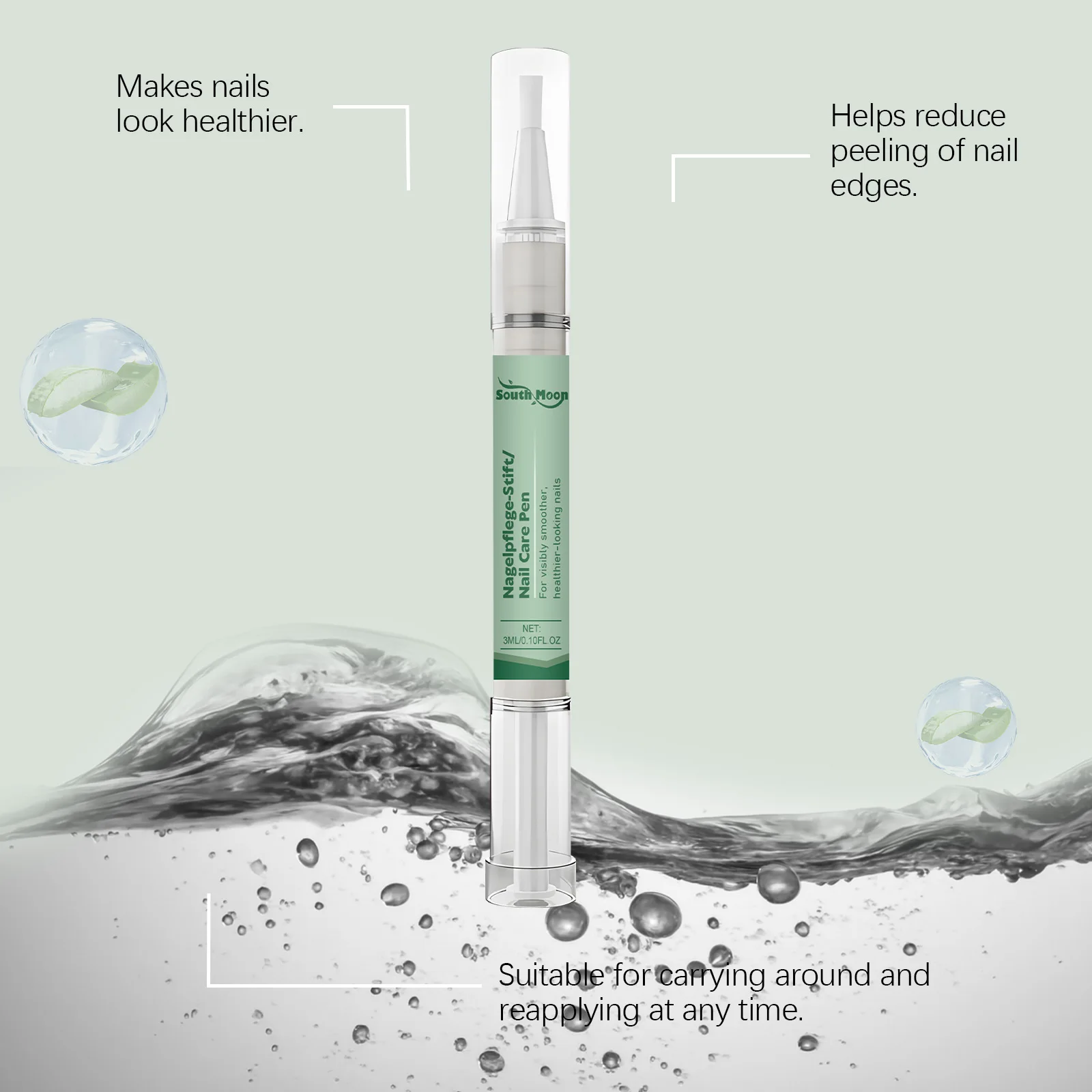 South Moon Nail Care Pen for Fingernail Toenail Quick Absorbing Rough Cuticle Softener Brittle Nail Smoothing Nail Care Liquid 