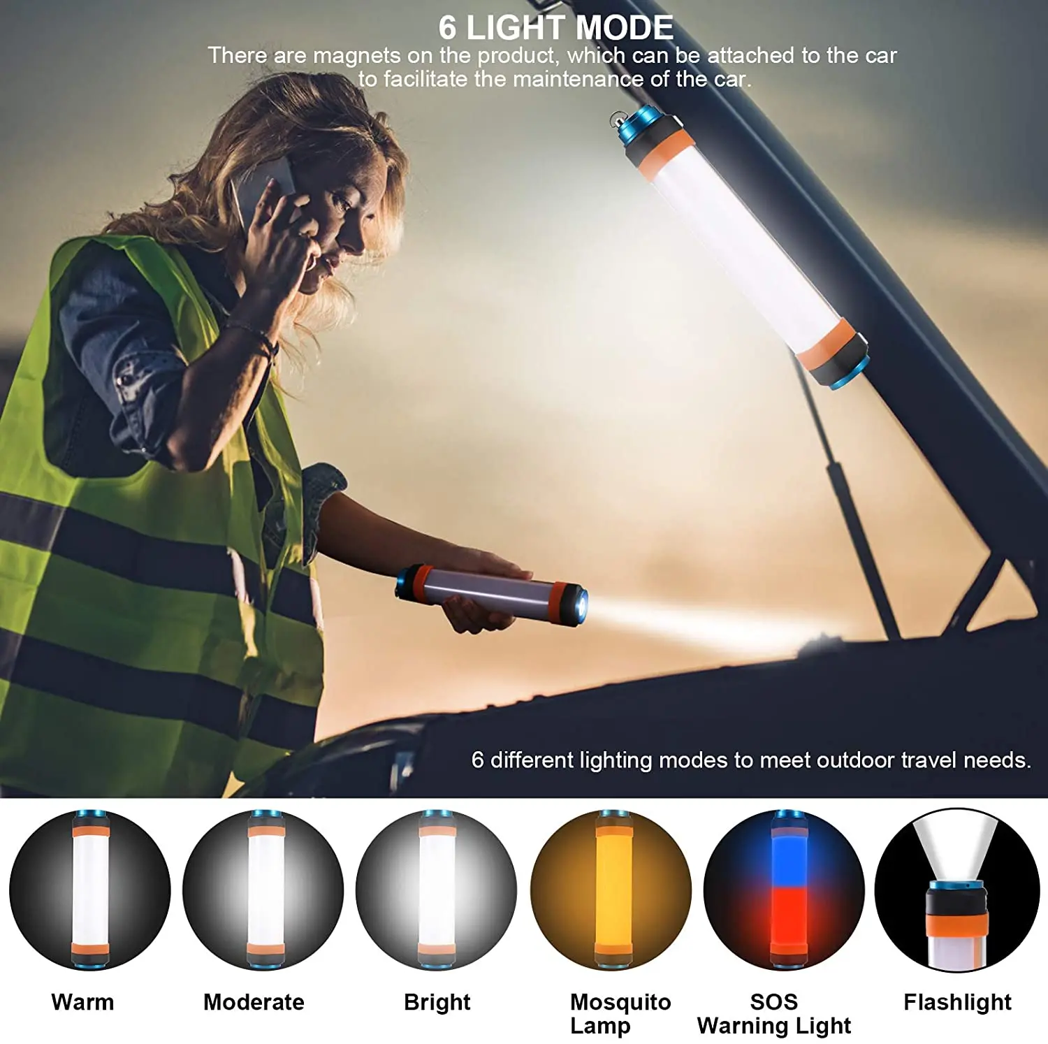 ZK30 Portable Lantern USB Rechargeable IP68 Waterproof LED Camp Light Emergency Camp Flashlight Multi-Functional Magnetic Lamp