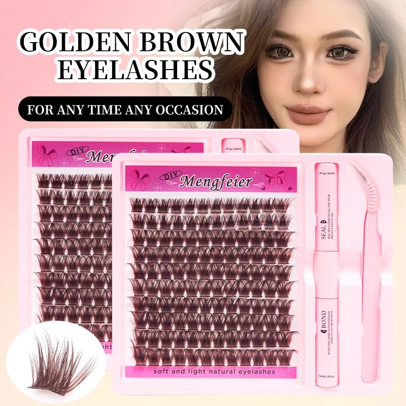 30P/40/50P Segments 8mm-16mm Natural Style with Glue Tweezers DIY Handmade Custom Logo Mink Hair Eyelash Extension Kit
