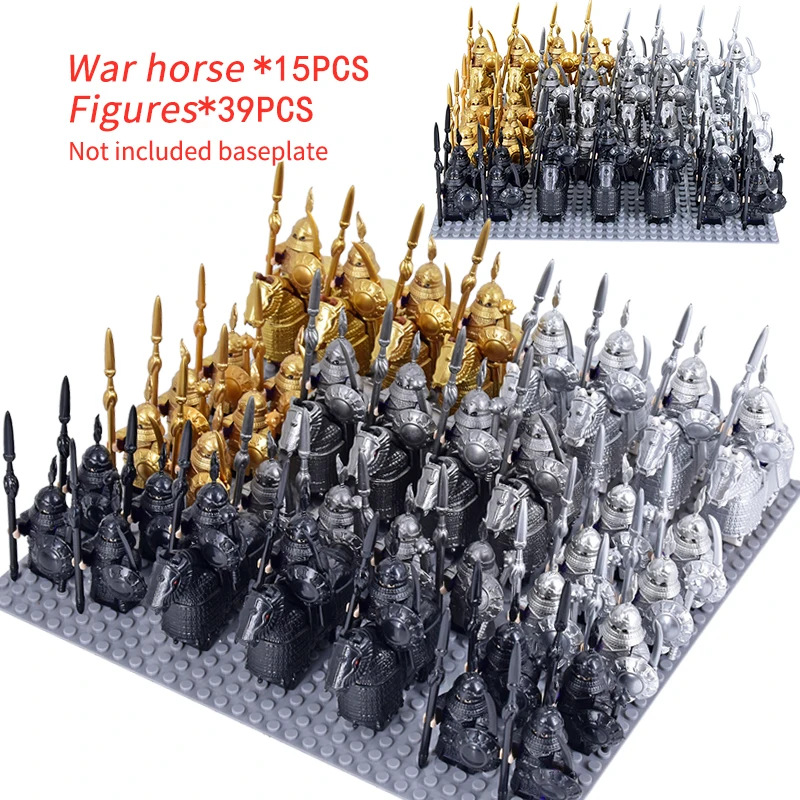 MOC-décennie s de construction chevaliers médiévaux, chevaux de guerre, rapcavalerie, Kokors, fer, bouddha, figurines cheval de guerre, briques jouets pour enfants, cadeaux