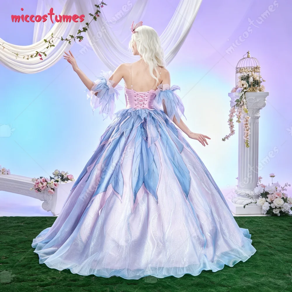 【Pre Sale】Cosplay.fm Women's Swan Lake Princess Cosplay Costume Pink and Blue Princess Dress with Sleeves and Necklace view 4