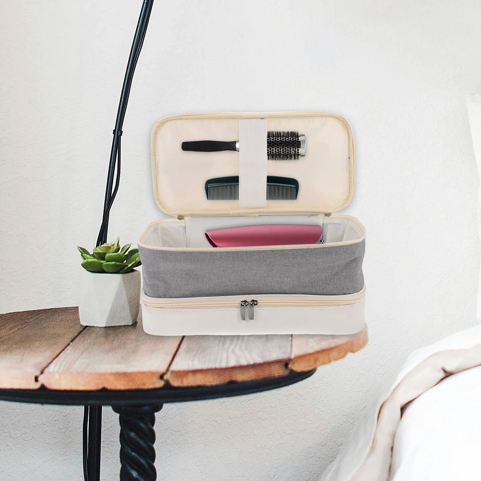 

Hair Dryer Organizer Bag Portable Hair Curler Travel Case Stylish Lightweight Double Layer Design Moisture Protection