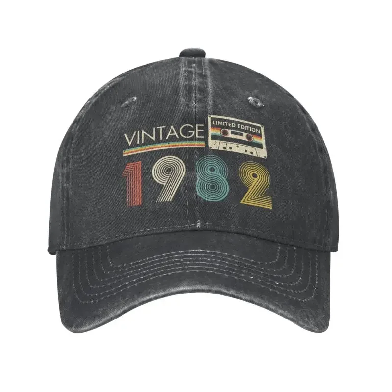 Unisex Cotton Vintage 1982 Limited Edition Cassette 42nd Birthday Gifts Baseball Cap Adult Dad Hat for Men Women Sun Protection