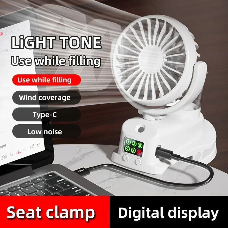 

Portable Misting Fan with 360° Rotation - USB Rechargeable, Clip-On Desktop Humidifier Fan for Office, Travel & Outdoors