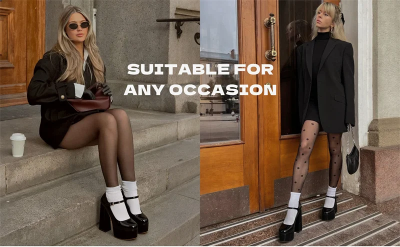 Onlymaker Women Pumps Mary-Jane Platform Black Pink Chunky 16CM High Heels Ankle Strap Dress Party Hoof Heel Plus Size Shoes