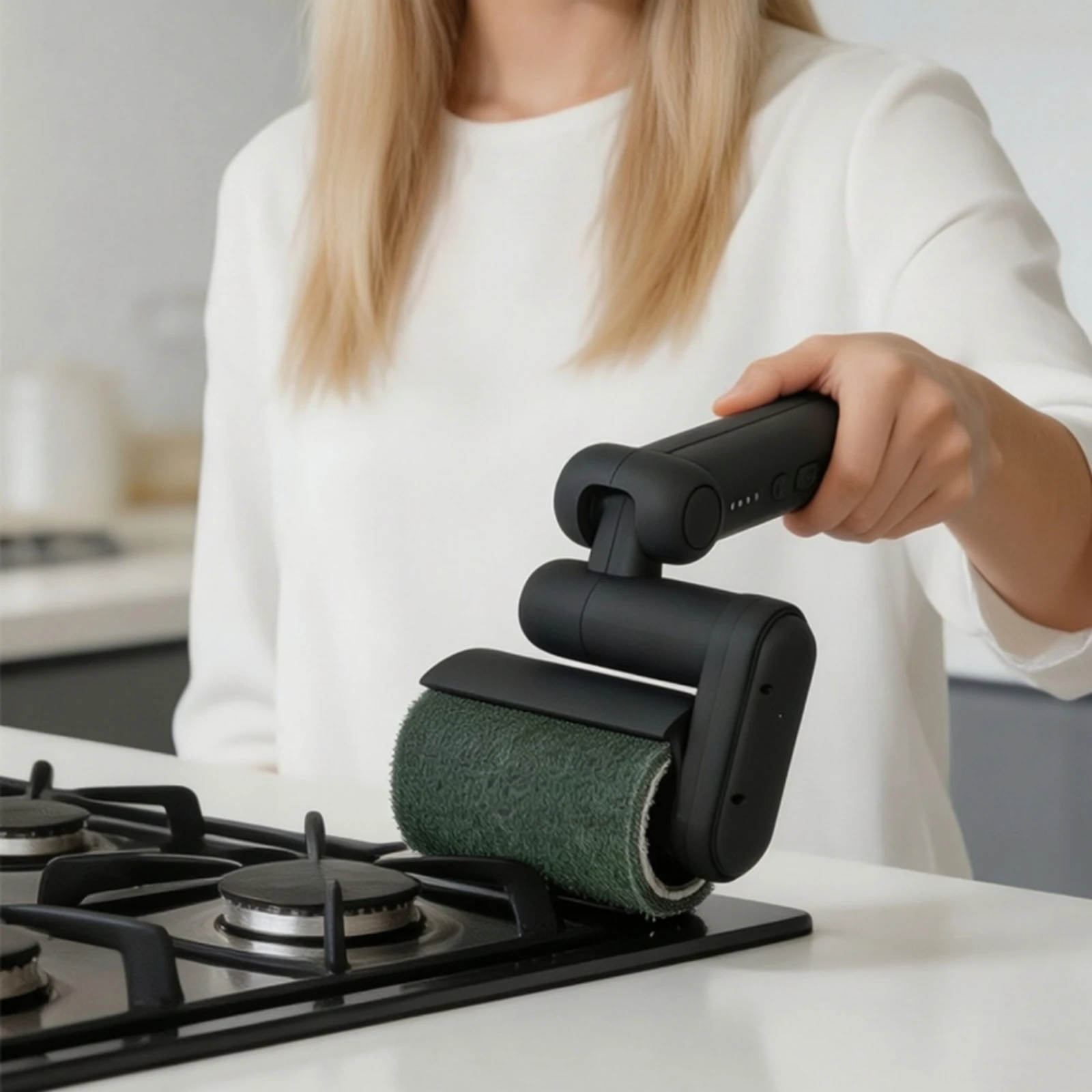 Electric Barbecue Cleaning Brush Rechargeable Electric Grill Brush with Interchangeable Heads Grill Cleaning Kit Compact