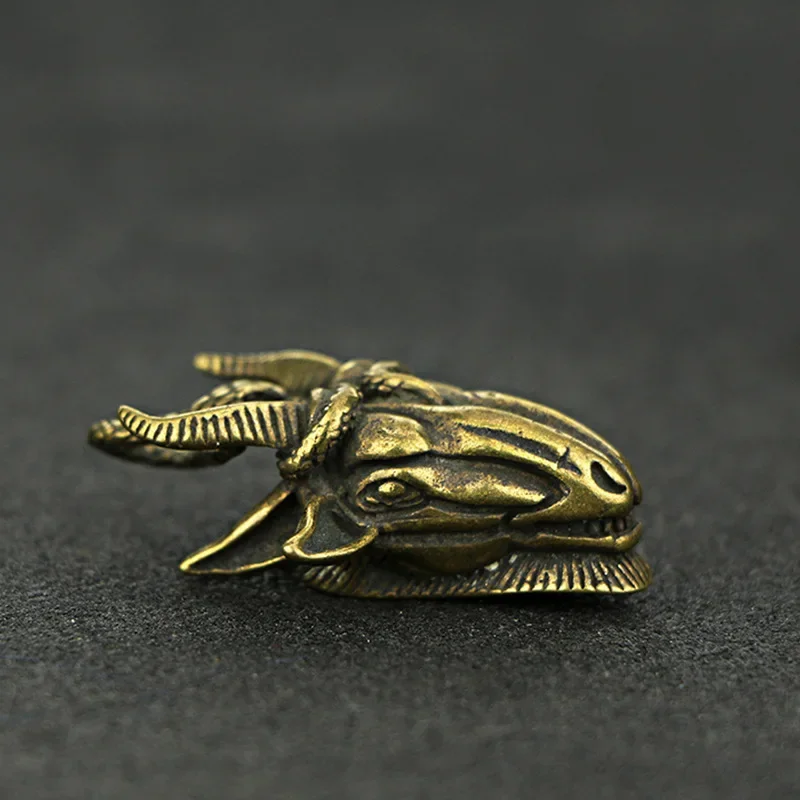 1 Pcs Brass Sheep Head Snake Wrap Around Pendant Lucky Delicate Statue Ornament Pendant Amulet