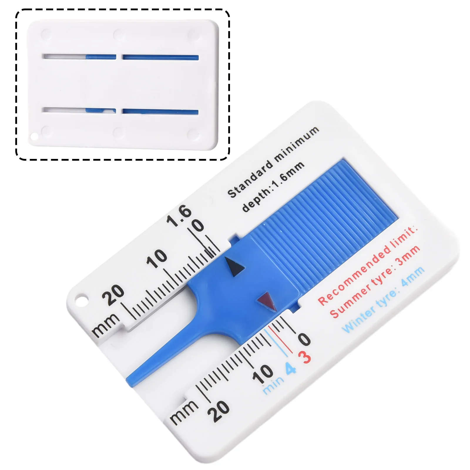 Depth Caliper Tire Tread Ruler 0~20mm 40mm/1.57inch 65mm/2.56inch Compact Design Convenient To Store High Quality