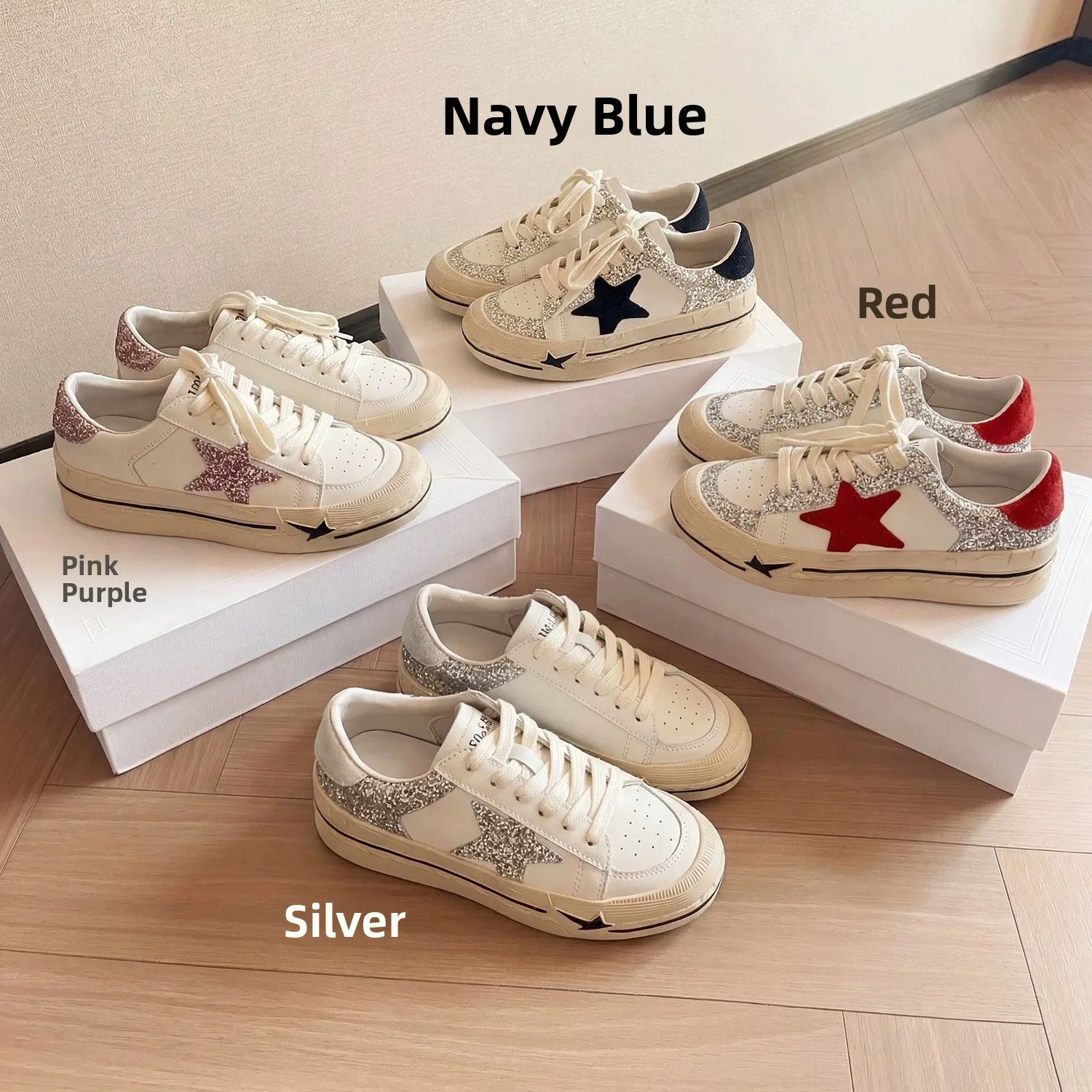 Zapatillas Retro con Plataforma y Estampado de Estrellas para Mujer, Novedad 2026, Diseño Color Block, Versátiles, Deportivas, Casuales, con Aumento de Altura, Zapatos De Xin