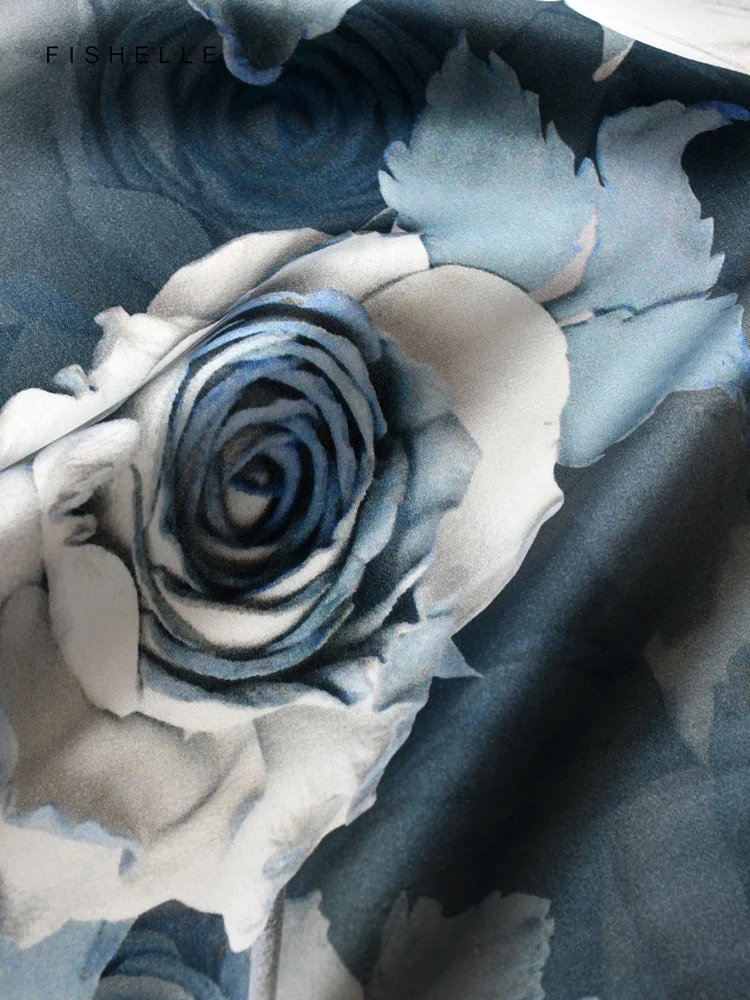 Grey Blue White Rose natural silk scarf for women 65cm square foulard luxury ladies hair scarves headscarf spring autumn