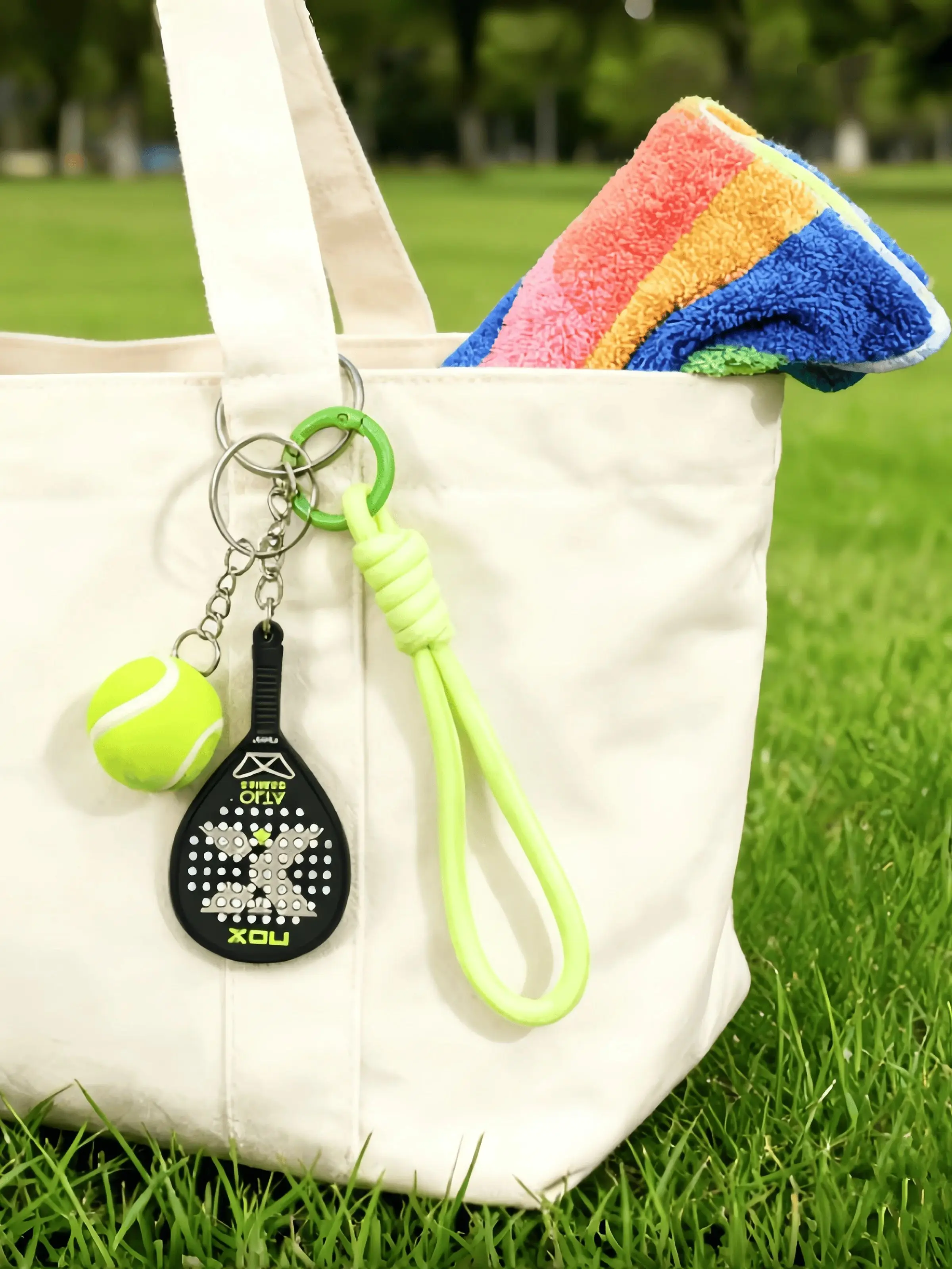 Nox Schlüsselanhänger, Padel-Zubehör, Kugelform, bunter Riemen, perfektes Weihnachts- und Geburtstagsgeschenk, ideal für Jungen, Mädchen oder Freunde