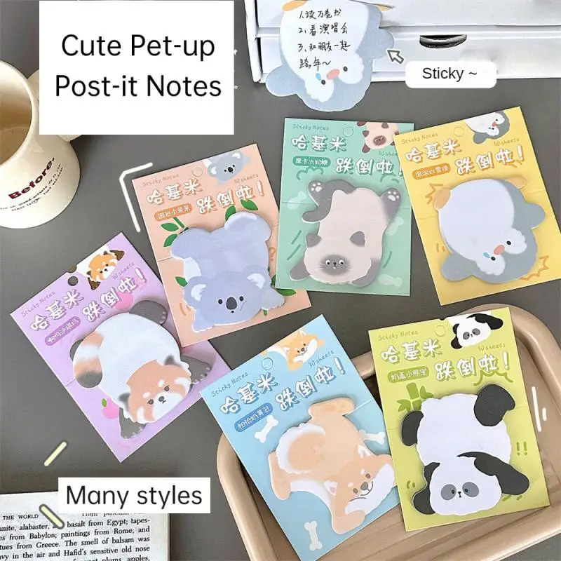 30 sheets Creative Cute Special-shaped Sticky Note Student Girl Heart Cartoon Animal High Sticky Classification Index Note Paper