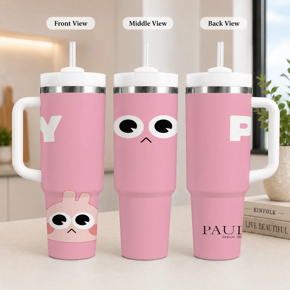 Minimal Paul Name Design Vacuum Flasks 40oz Leakproof Steel Tumbler w/ Lid Straw Handle Hot Cold Drinks