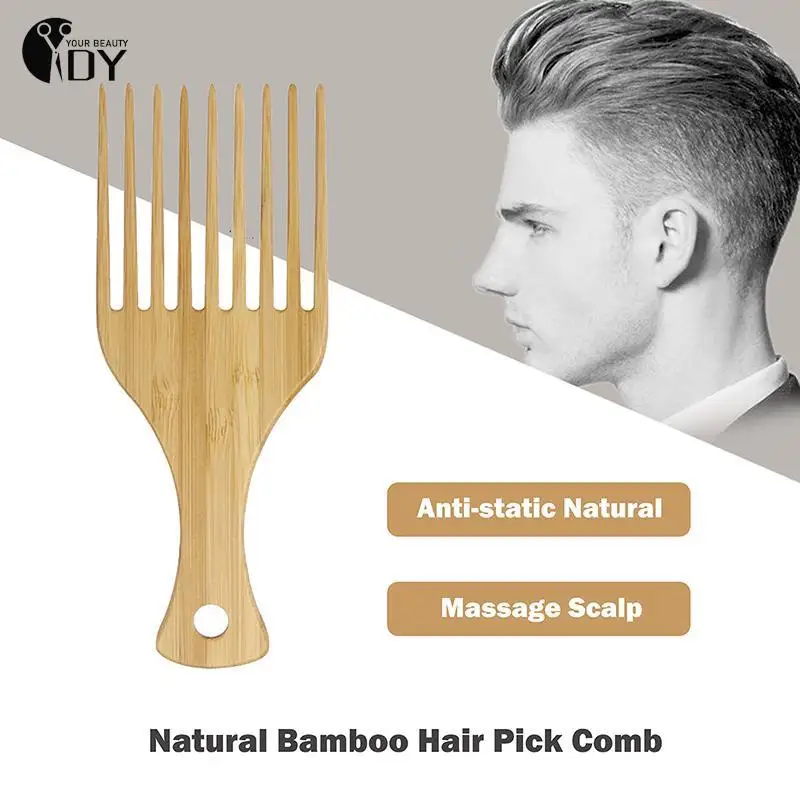 

Wooden Wide Teeth Brush Pick Comb Fork Hairbrush Insert Hair Pick Comb Plastic Combs For Curly Afro Hair Styling Salon Supply