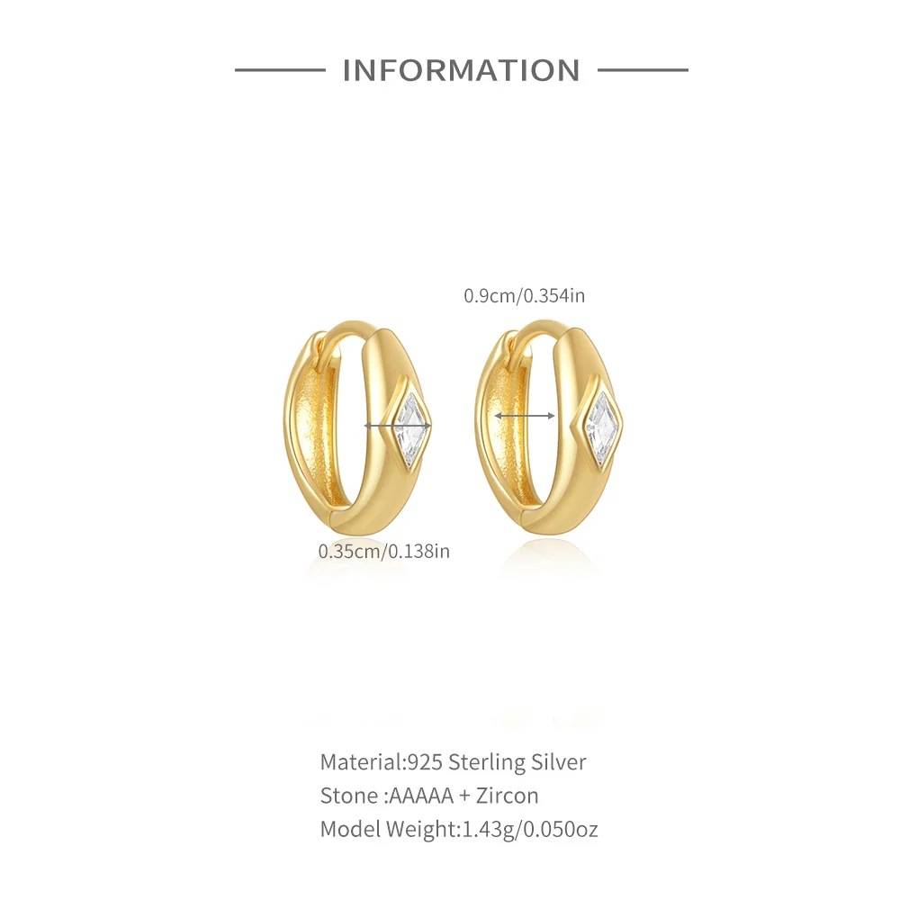 CANNER-pendientes de aro de plata de ley S925 para mujer, aretes sencillos de trébol con cristal de circón, joyería fina, regalo de fiesta, nueva tendencia