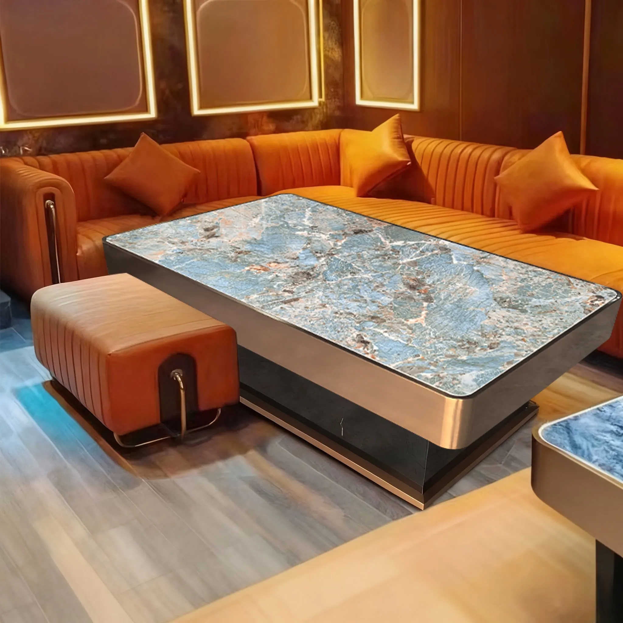 & Factory-direct Stock Best-selling European Style bar Hotel Club Homestay Coffee Table Lighting Featuring Stainless Steel Frame