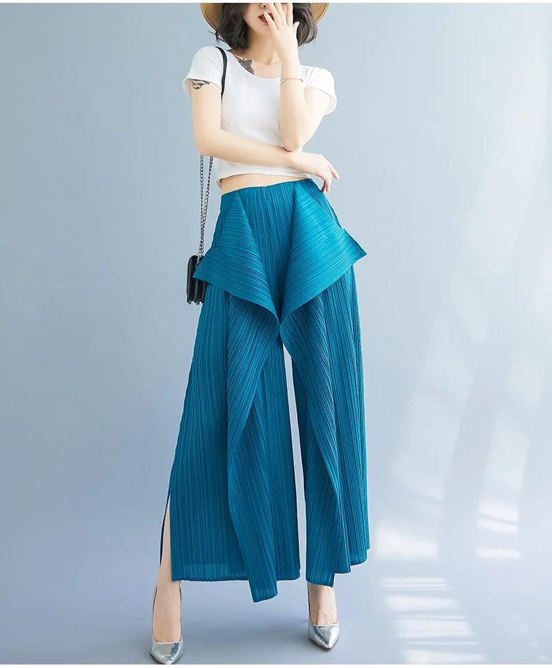 

HOT SELLING New Miyake pleated pants slimming fashionable seaweed pants fairy-like chic irregular pantsHOT SELING