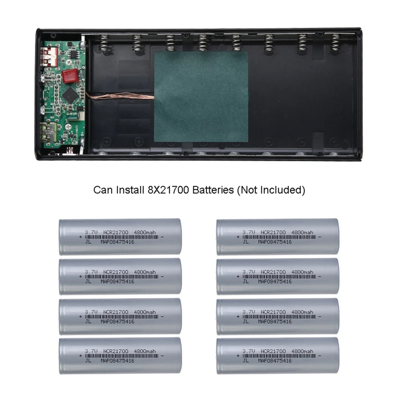 Корпус внешнего аккумулятора 21700 с 8 слотами, 10 Вт, 22,5 Вт, QC3.0, ЖК-дисплей, чехол для аккумулятора 5 Вт, 15 Вт, коробка для беспроводной зарядки