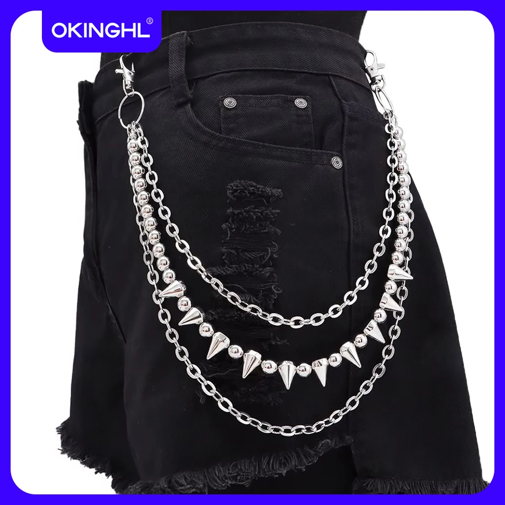 

Cool Hip Hop Punk Style Fashion Personality Rivet Trouser Chain Multi-Layer Beaded Accessory All-Match Fashion Jewelry
