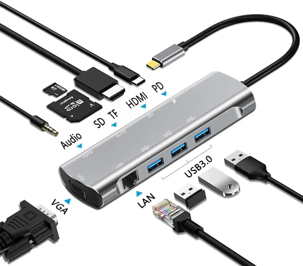 

Type C to -Compatible 4K 30Hz RJ45 USB3.0 Adapter Type C HUB Dock for Pro Air Laptop Splitter