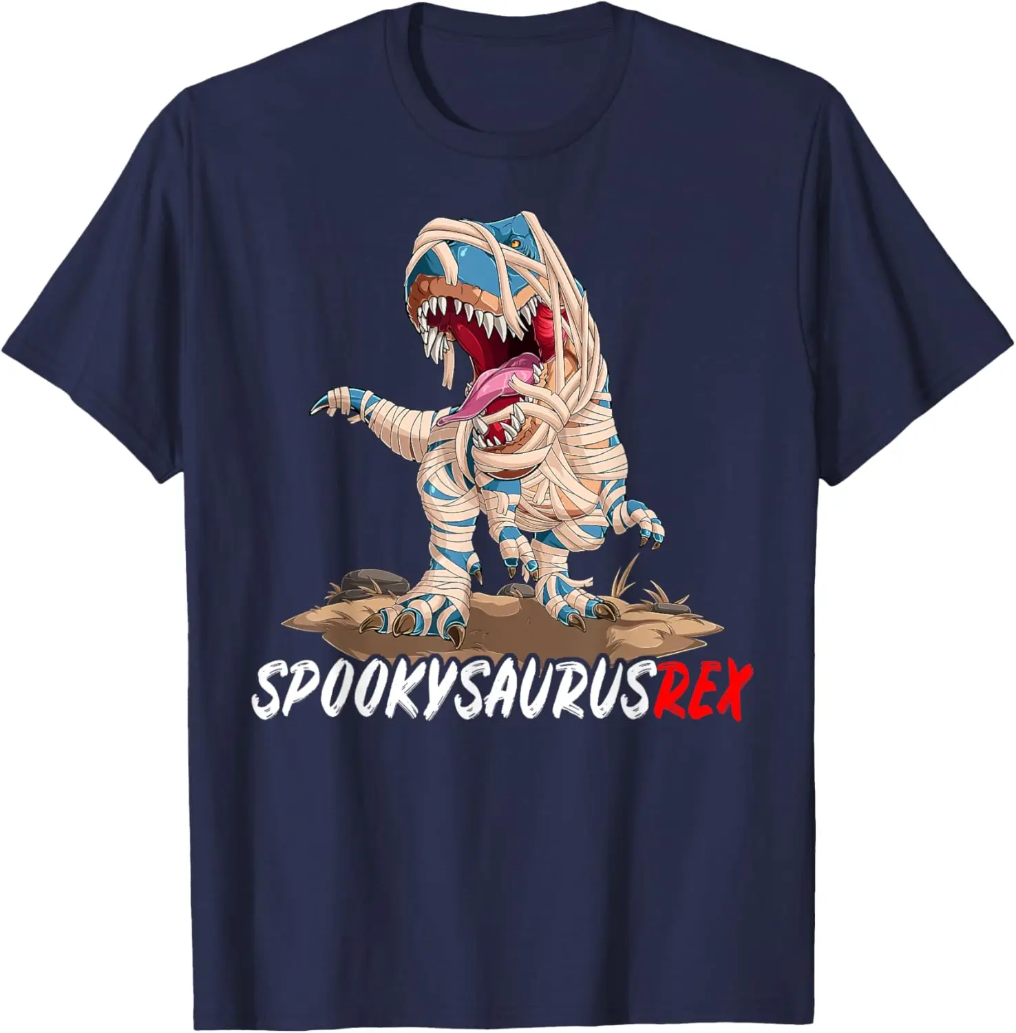 SPOOKVSAURUSREX Trex Dino Mummy Funny Horror T-Shirt Women Men 100% Cotton T Shirt Anime Clothes Vintage Classic Streetwear Tops